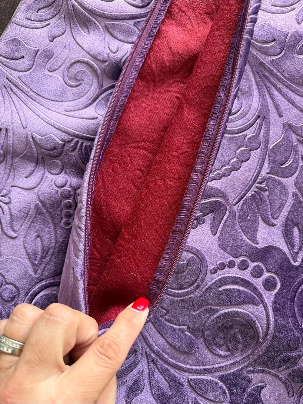 Decorative Paisley Velvet Accent Pillow Cover - Plum/Purple Color Set of 2